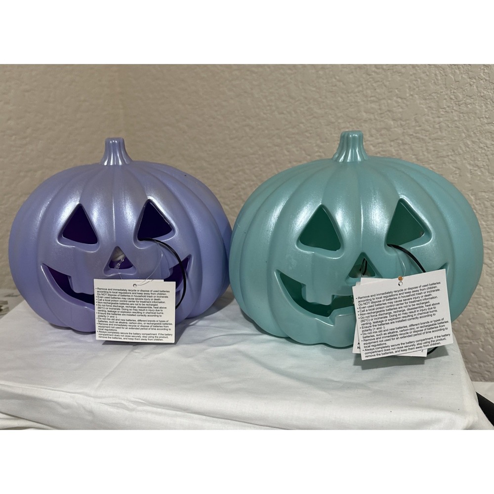 Light Up Pumpkin Blow Molds Purple and Green NEW